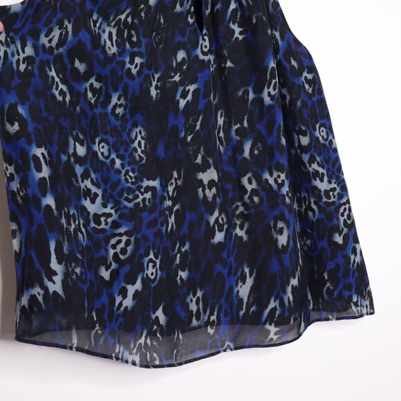 RAMY BROOK Allymay Sleeveless Silk Top Leopard Animal Print Navy Blue Women's L - Picture 6 of 15